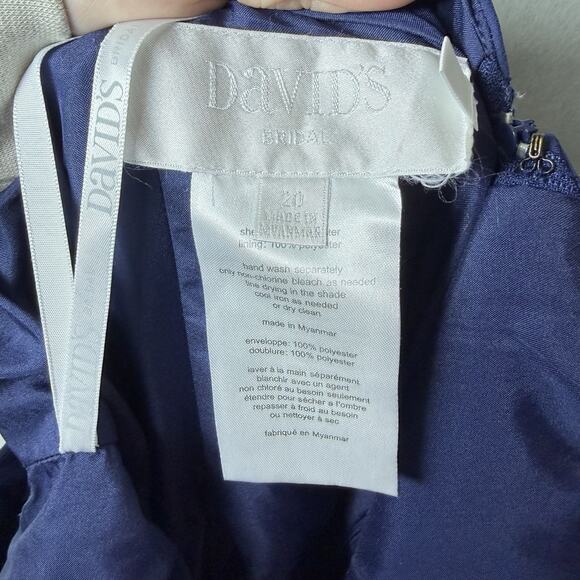 Davids Bridal Bridesmaid Dress Navy Blue Chiffon Faux Wrap Women's Plus size 20 - Picture 3 of 5